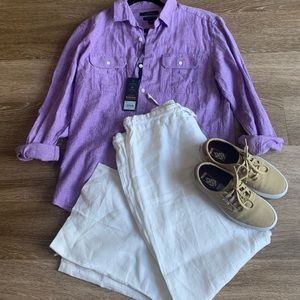 Men’s Marc Anthony purple linen/cotton blend shirt